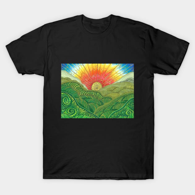 Swirling Rolling Hilltops T-Shirt by KaySandra3